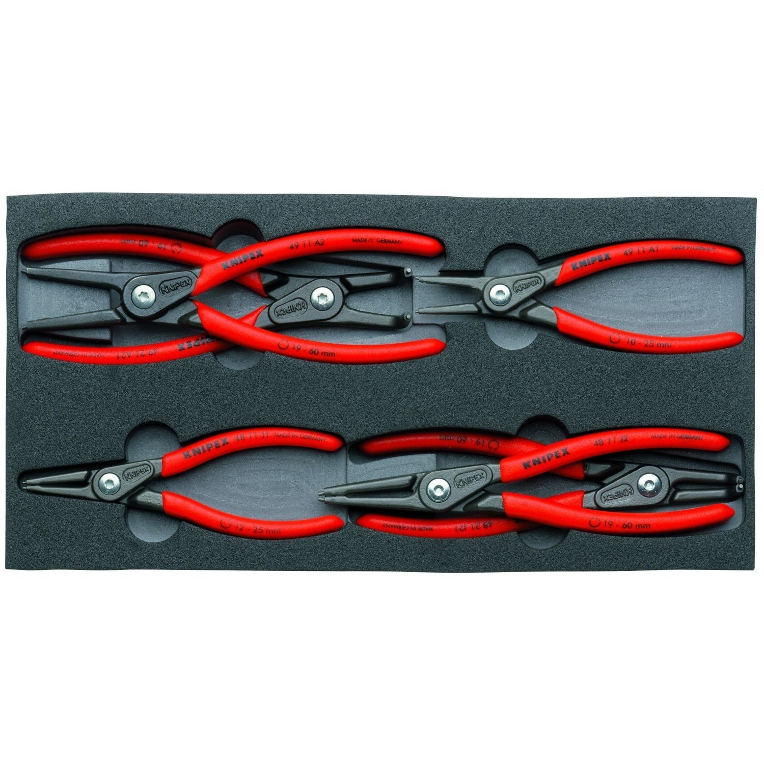 Knipex 00 20 01 V02 6 Pc Precision Snap Ring Pliers Set in Foam