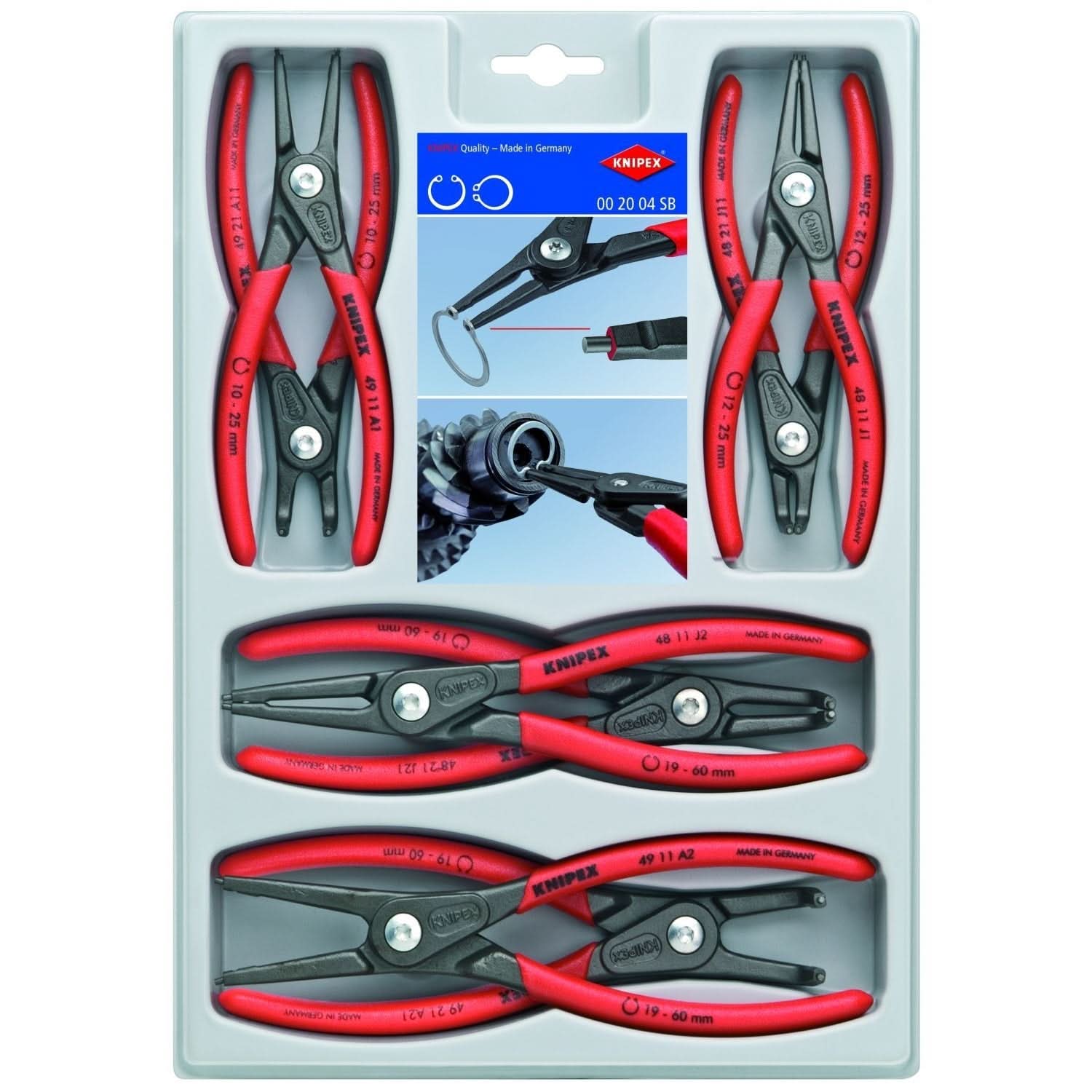 Knipex 00 20 04 SB 8 Pc Precision Snap Ring Pliers Set – Tool Nut