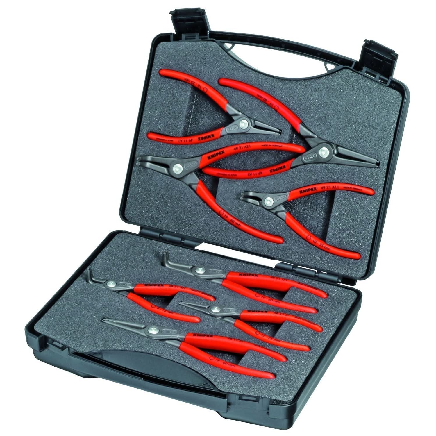 Knipex 00 21 25 8 Pc Precision Snap Ring Pliers Set in Case with