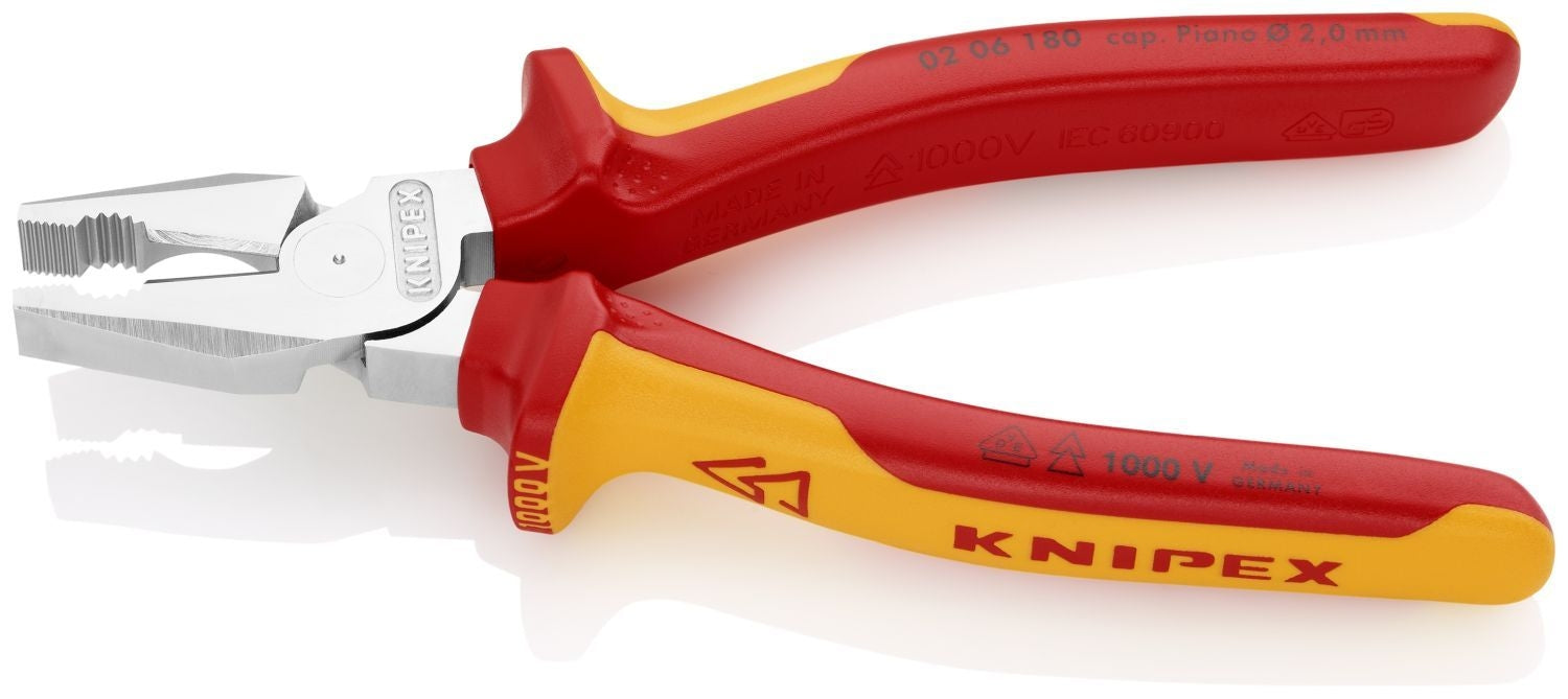 Knipex 02 06 180 High Leverage Combination Pliers-1000V Insulated