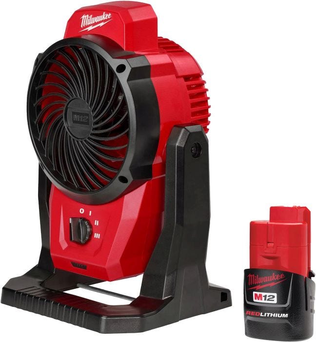 Milwaukee 0820-20 M12 Cordless 400-CFM Mounting Fan with REDLITHIUM 1.5Ah Battery