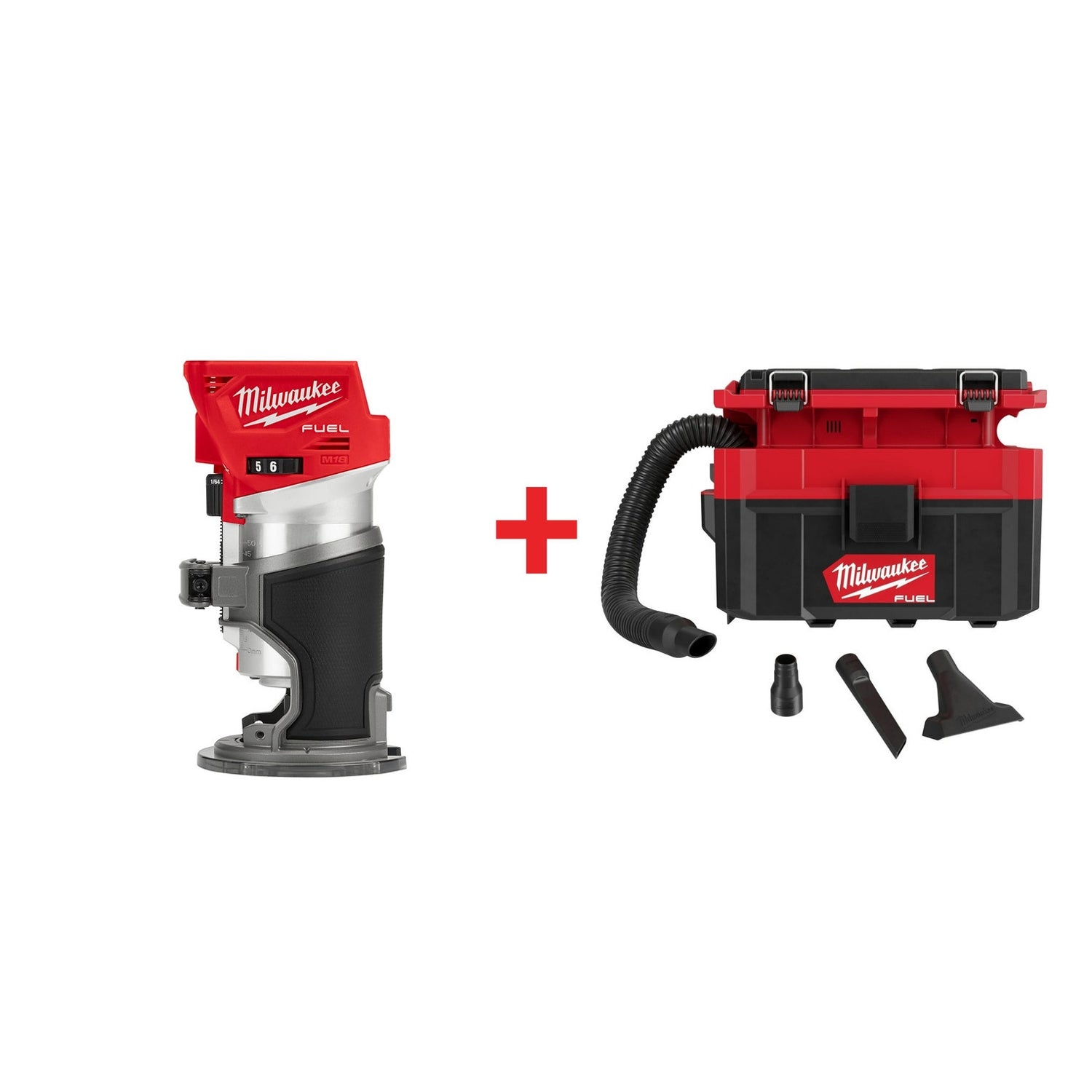 Milwaukee M18 FUEL PACKOUT 2.5 Gallon Wet/Dry HEPA Vacuum and Brushless Compact Router Kit (Bare Tools)