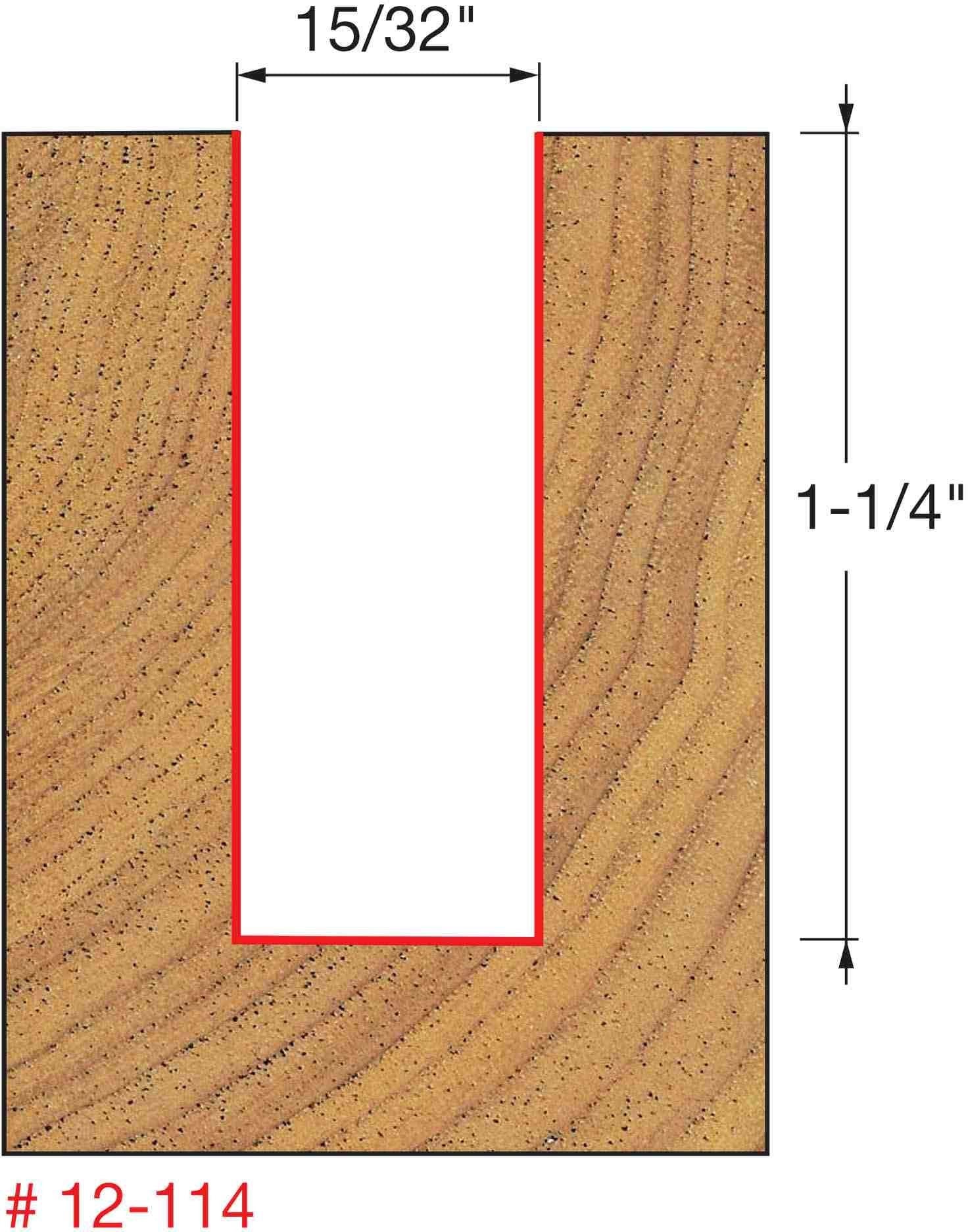 Freud 12-114 15/32-Inch Double Flute Straight Router Bit (Eclipse Grind)