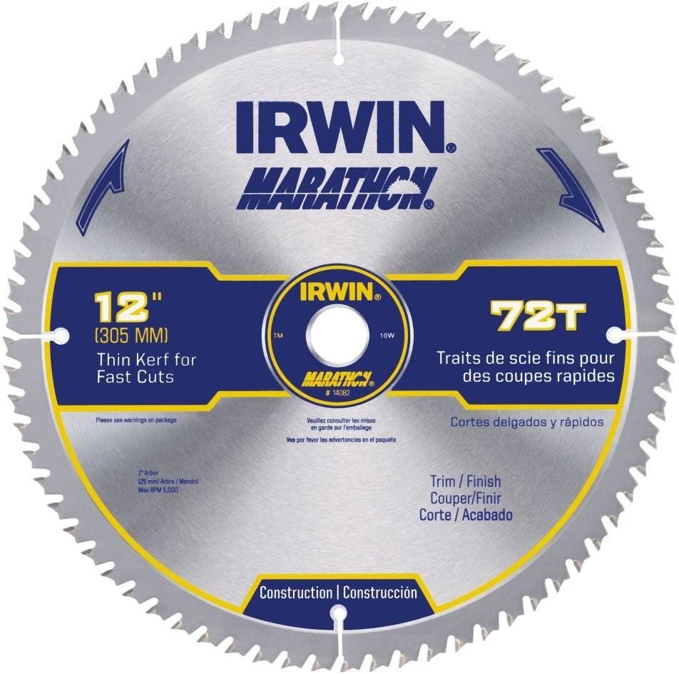 Irwin 14082 Marathon Miter / Table Saw Blades 12 in. 72-Tooth ATB