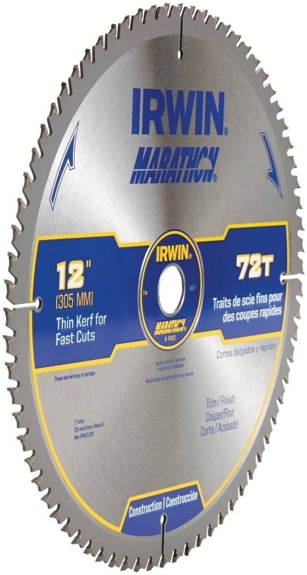 Irwin 14082 Marathon Miter / Table Saw Blades 12 in. 72-Tooth ATB