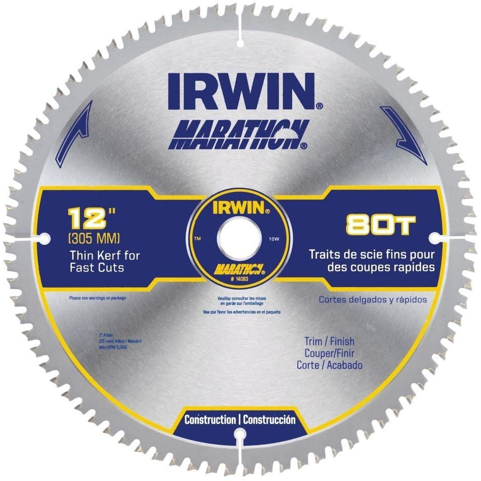 Irwin 14083 Marathon Miter / Table Saw Blades 12 in. 80-Tooth ATB