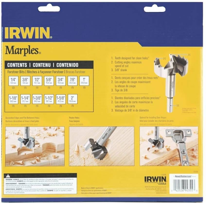 Irwin 1966893 Marples Wood Drilling Forstner Bit Set 14-Piece