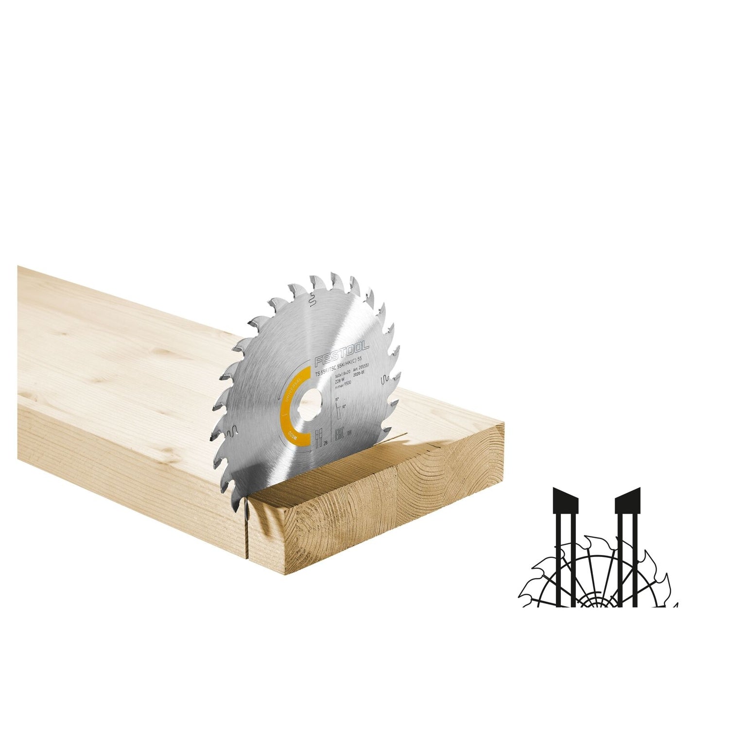 Festool 205560 HW 160x1,8x20 W28 Universal Wood Saw Blade for TS 55 / TSC 55 / HK 55 / HKC 55