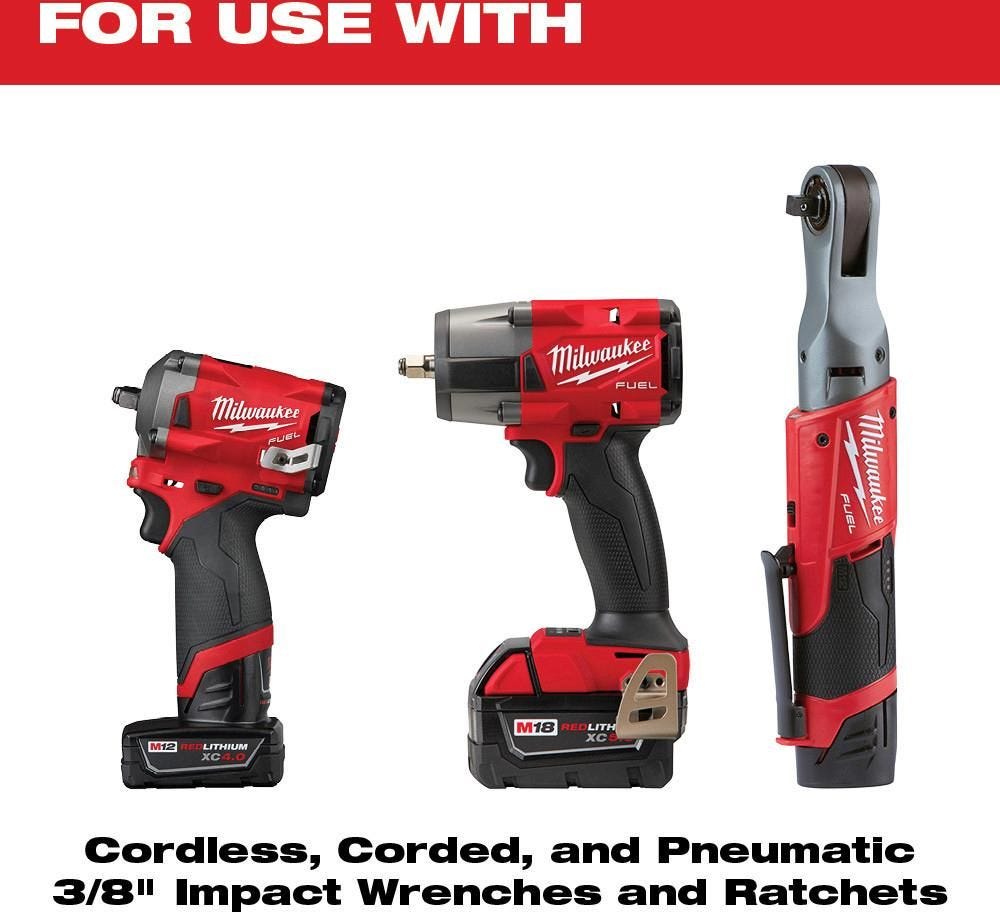 Milwaukee 49-66-7009 43-Piece SHOCKWAVE 3/8-Inch Drive SAE & Metric Deep 6-Point Impact Duty Socket Set