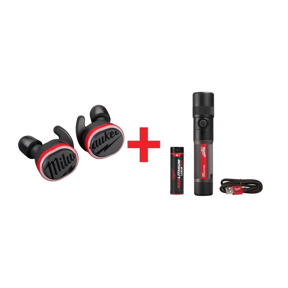Milwaukee REDLITHIUM USB Bluetooth Ear Buds with USB Rechargable