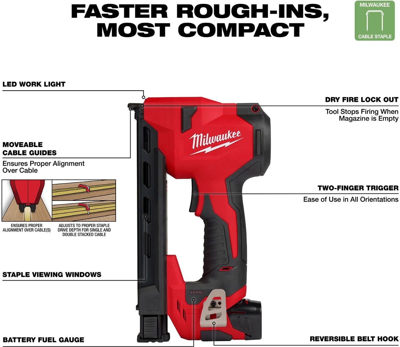 Milwaukee 2448-21 M12 Cable Stapler Kit with 1,200 Staples
