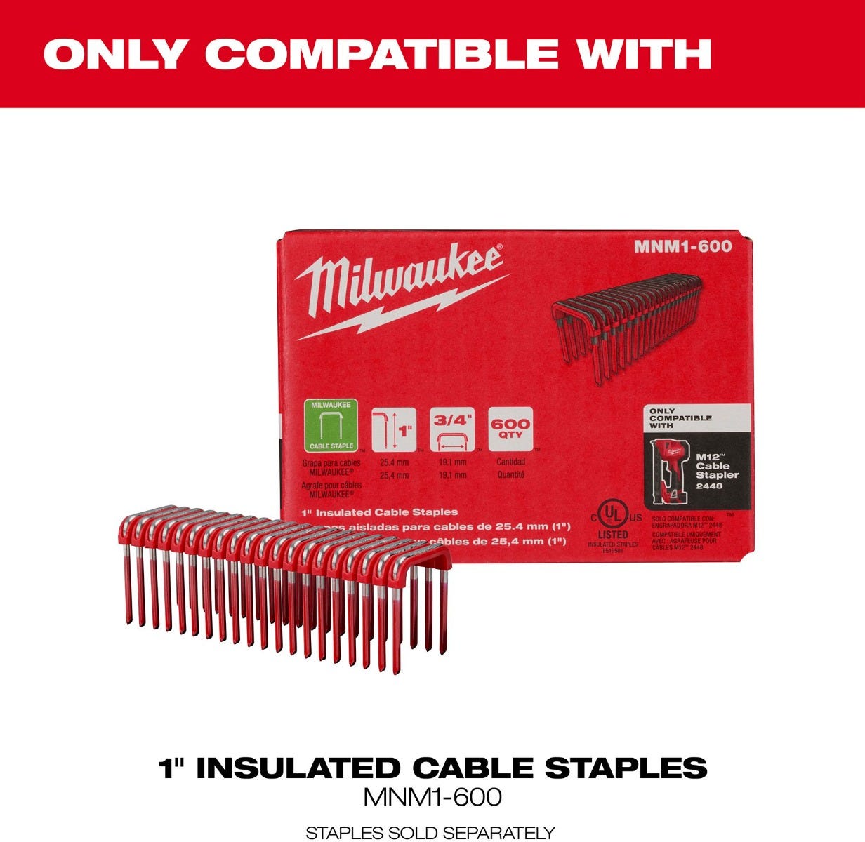 Milwaukee 2448-21 M12 Cable Stapler Kit with 1,200 Staples