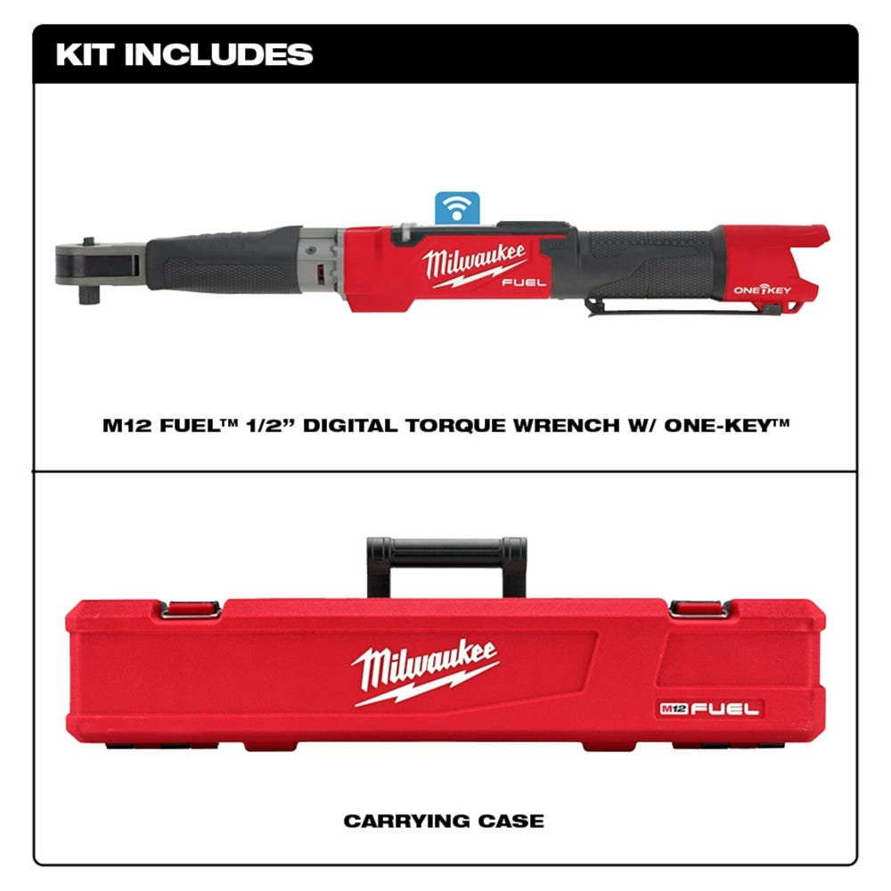 Milwaukee 2466-20 M12 FUEL Brushless One-Key 1/2" Digital Torque Wrench, Tool Only