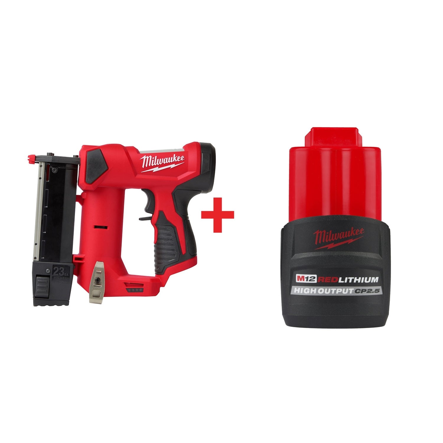 Milwaukee M12 Cordless 23-Gauge Pin Nailer with Battery Pack