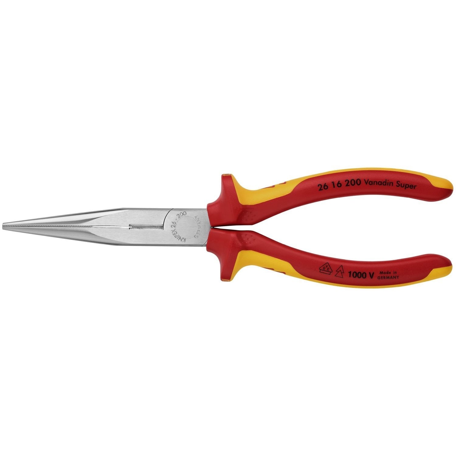 Knipex 26 16 200 Long Nose Pliers with Cutter-1000V Insulated