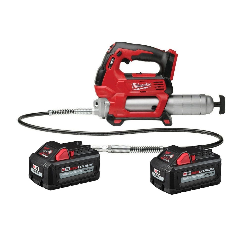 Milwaukee 2646-20 M18 Cordless 2-Speed Grease Gun w/ TWO M18 6.0Ah Batteries