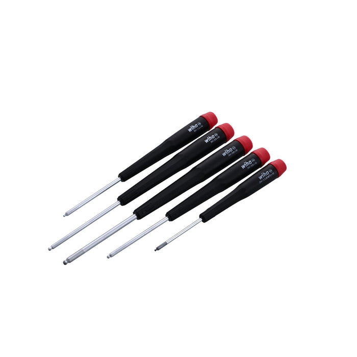 Wiha 26491 5-Piece Precision Ball End Hex Screwdriver Set, Metric