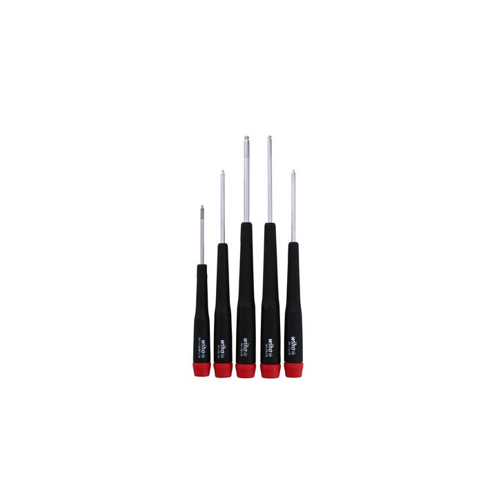 Wiha 26491 5-Piece Precision Ball End Hex Screwdriver Set, Metric