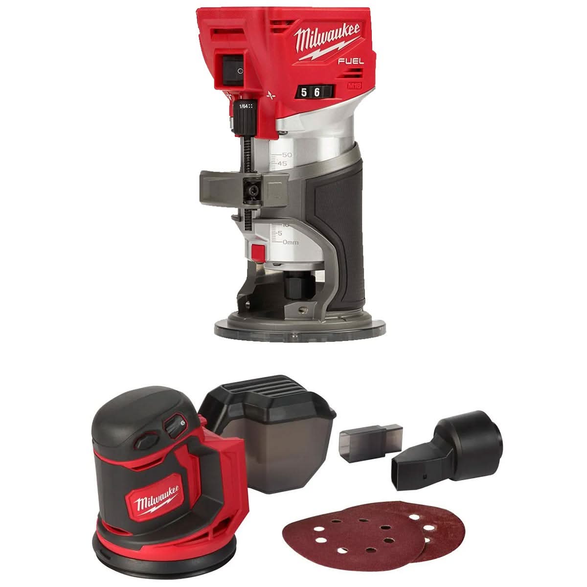 Milwaukee 2723-20 M18 FUEL Brushless Compact Router and Cordless 5