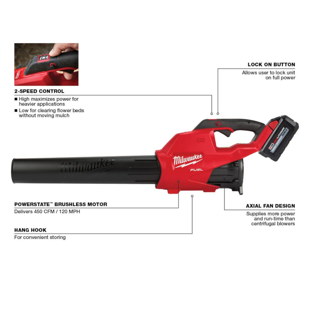 Milwaukee 2724-21HD M18 FUEL Brushless 450-CFM 120-MPH Blower 8.0Ah Kit
