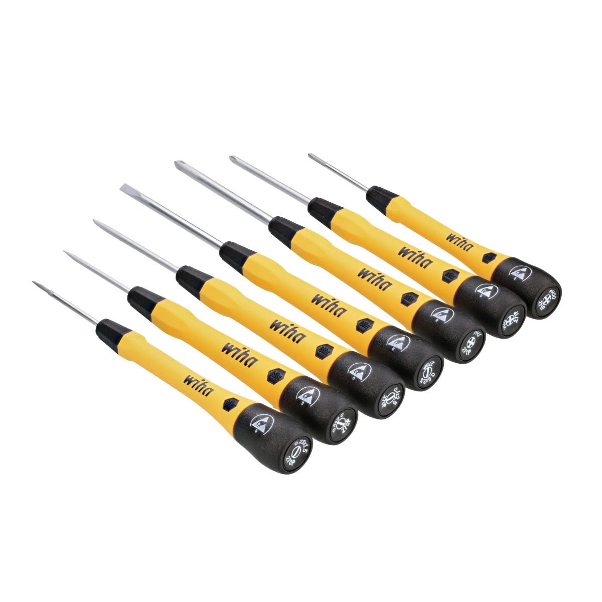 Wiha 27392 7-Piece ESD Safe PicoFinish Precision Slotted & Phillips Screwdriver Set