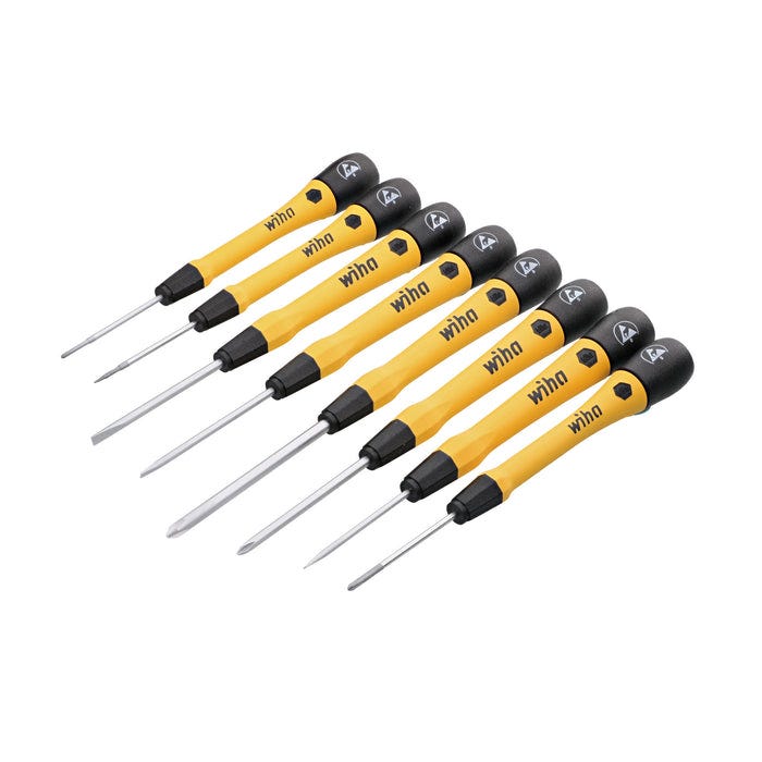 Wiha 27396 8-Piece ESD Safe PicoFinish Precision Screwdriver Set in Pouch