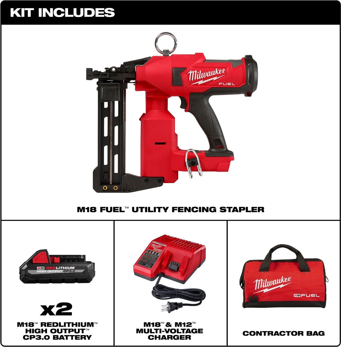 Milwaukee 2843-22 M18 Fuel Utility Fencing Stapler Kit