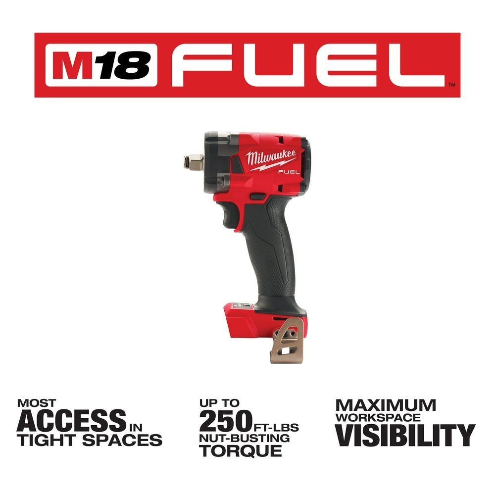 Milwaukee 2855-20 M18 FUEL 1/2-Inch Compact Impact Wrench with Friction Ring, Tool Only