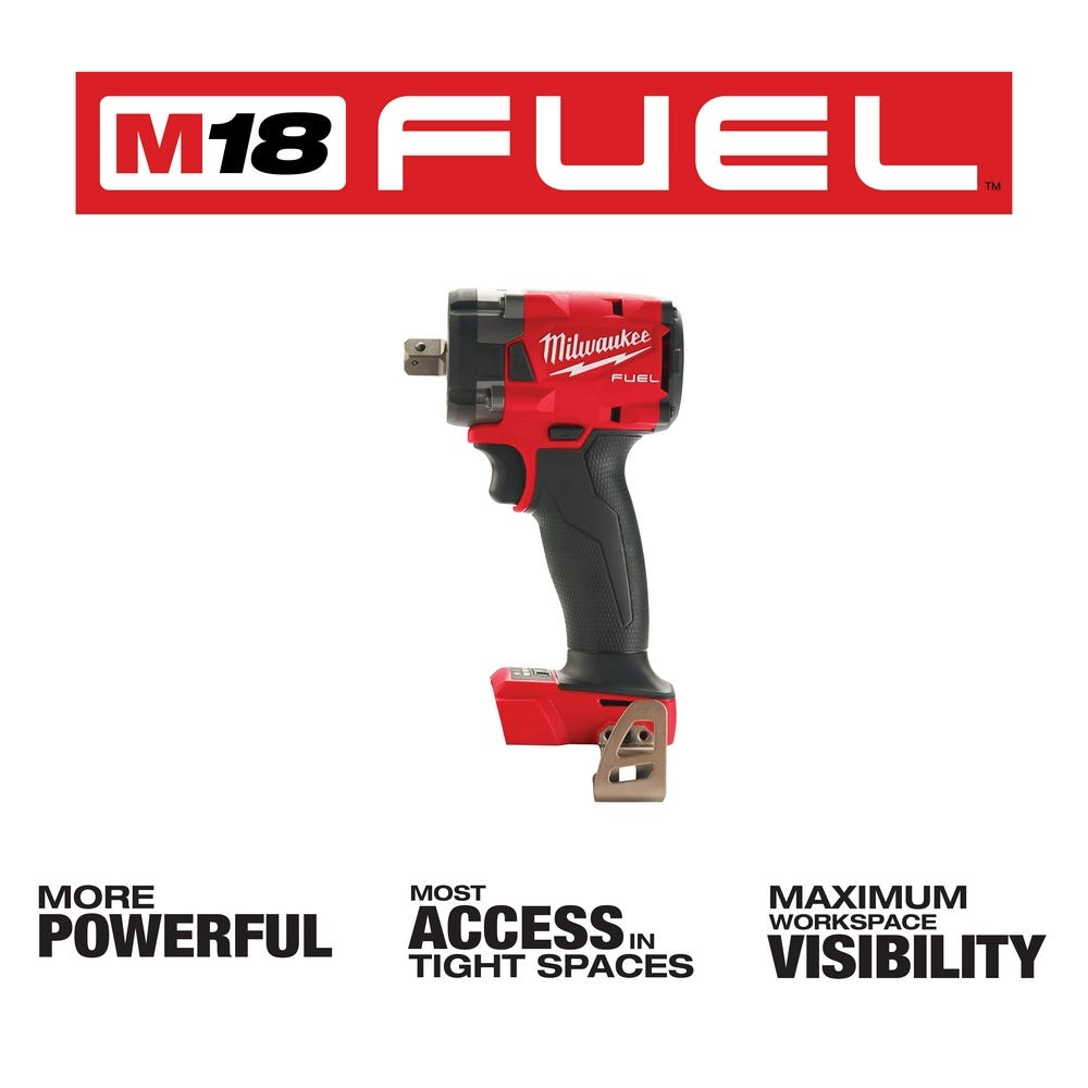 Milwaukee 2855P-20 M18 FUEL 1/2-Inch Compact Impact Wrench with Pin Detent, Tool Only