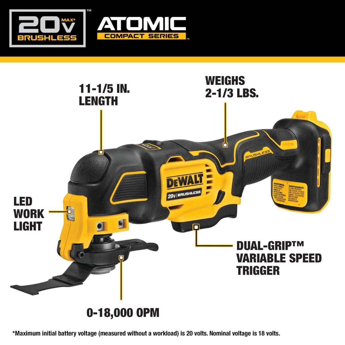 DeWALT DCK486D2 ATOMIC 20V MAX Brushless 4-Tool Combo Kit with (2) 2.0Ah Batteries