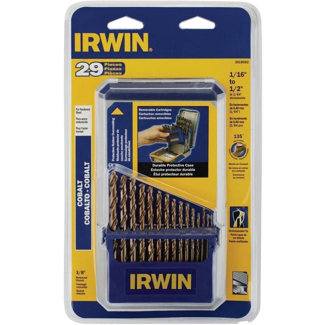 Irwin 3018002 Cobalt Alloy Steel M-35 Metal Index Drill Bits 29