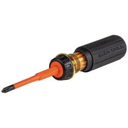 Klein Tools 32293 Flip-Blade Insulated Screwdriver, 2-in1, Ph Bit #2, Sl Bit 1/4-Inch