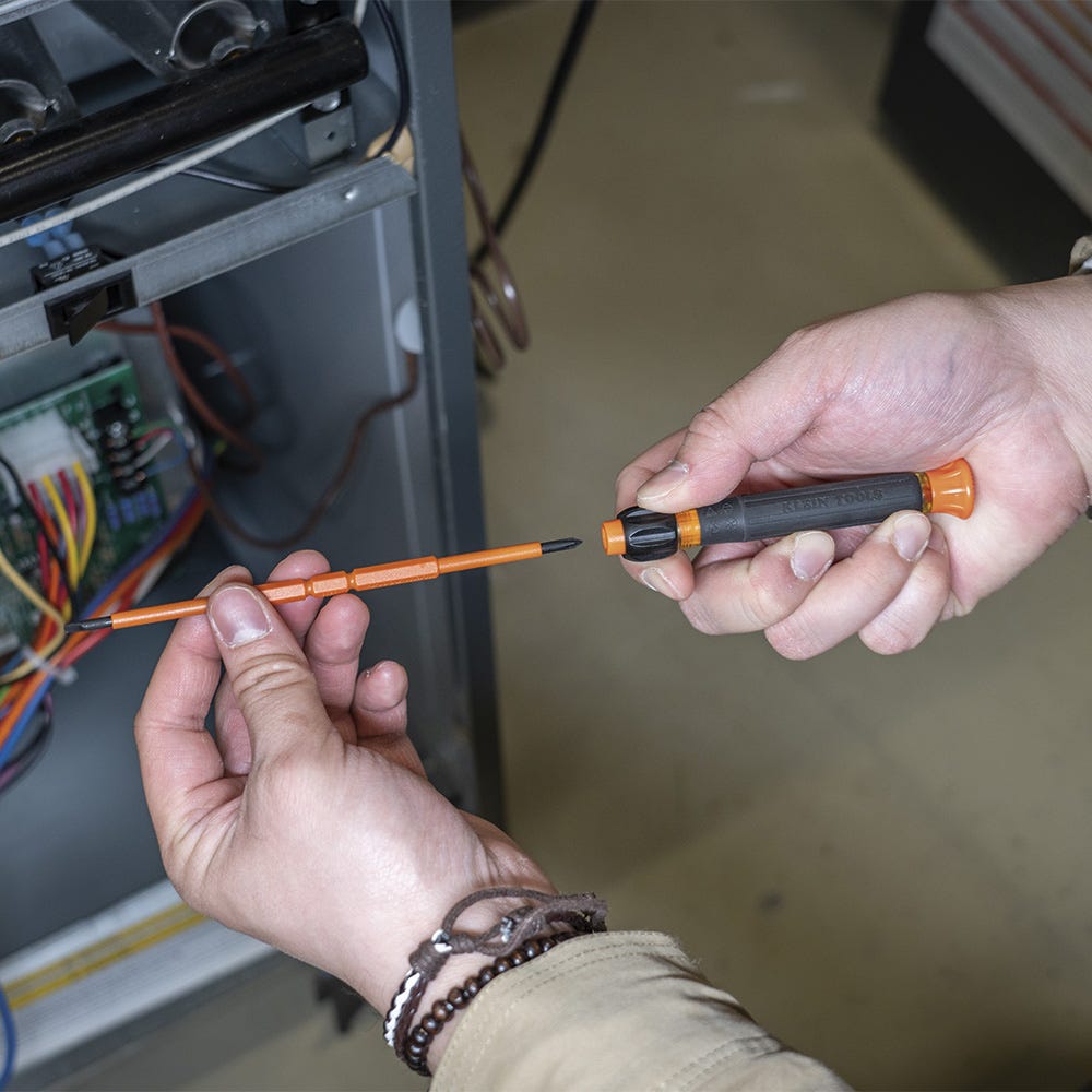 Klein Tools 32581INS 2-in-1 Insulated Electronics Screwdriver, Phillips, Slotted Bits