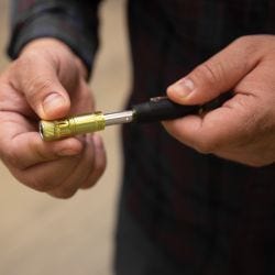 Klein Tools 32613 HVAC Pocket Screwdriver, 3-in-1, Phillips, Slotted, Schrader Bits