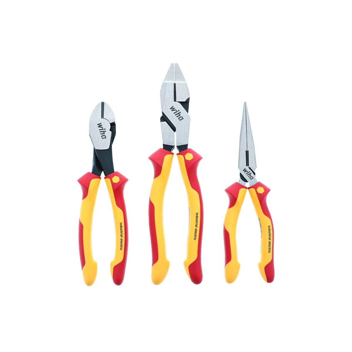 Wiha 32968 3-Piece Insulated Industrial Grip Pliers & Cutters Set