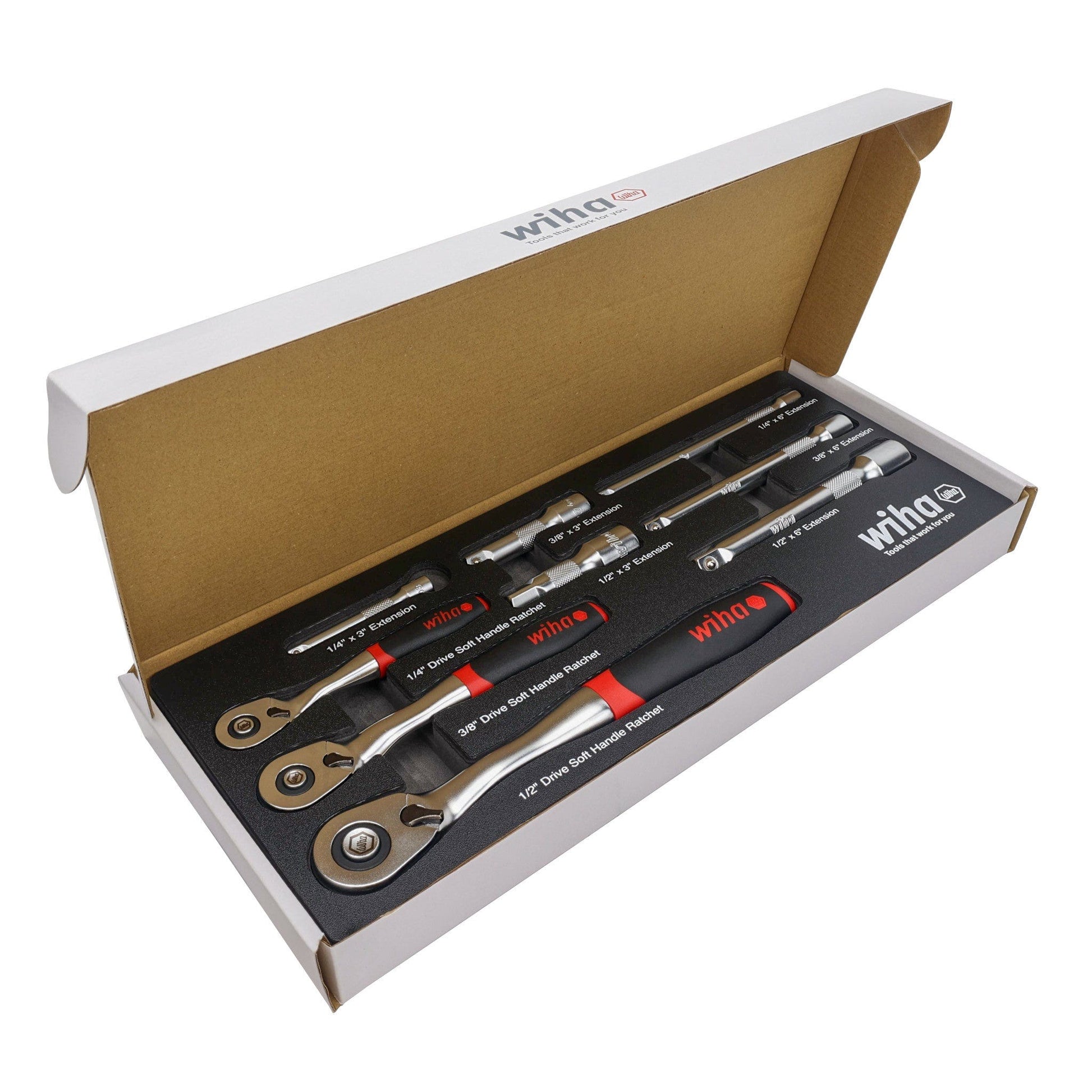 Wiha 33388 9-Piece SoftFinish Ratchet Tray Set