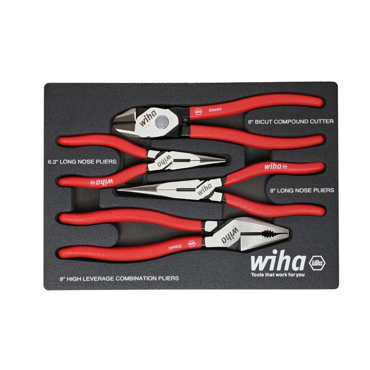 Wiha 34681 4-Piece Classic Grip Pliers & Cutters Set