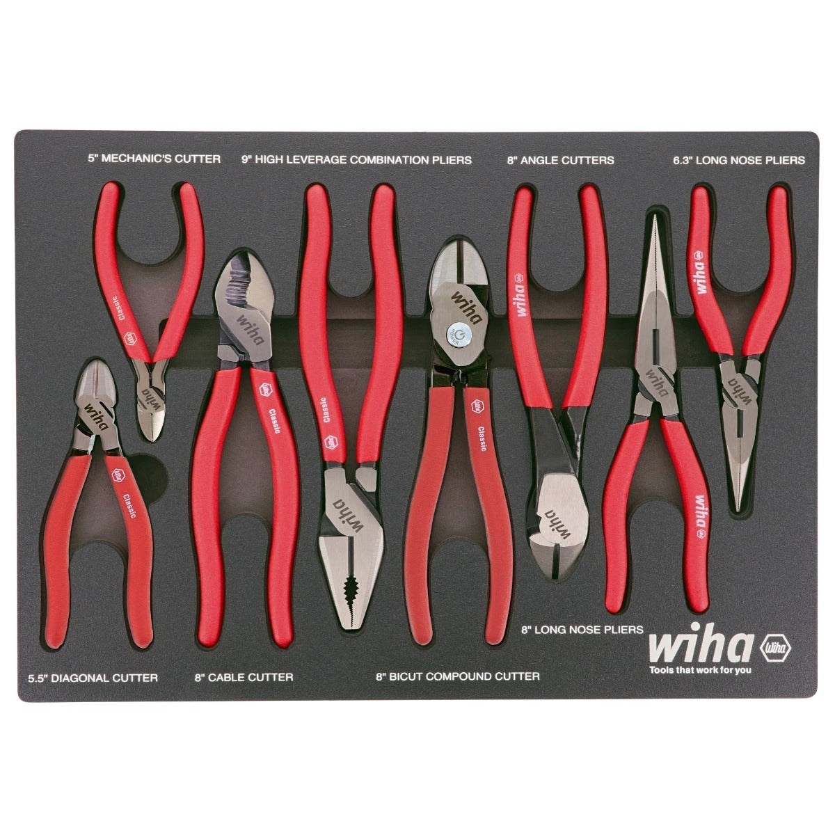 Wiha 34682 8-Piece Classic Grip Pliers & Cutters Set