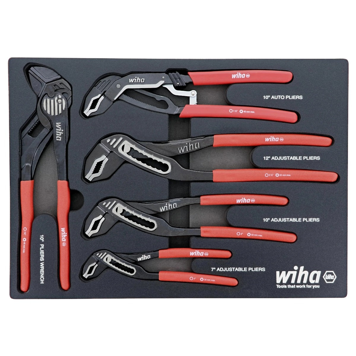 Wiha 34691 5-Piece Classic Grip V-Jaw Tongue & Groove Pliers Set