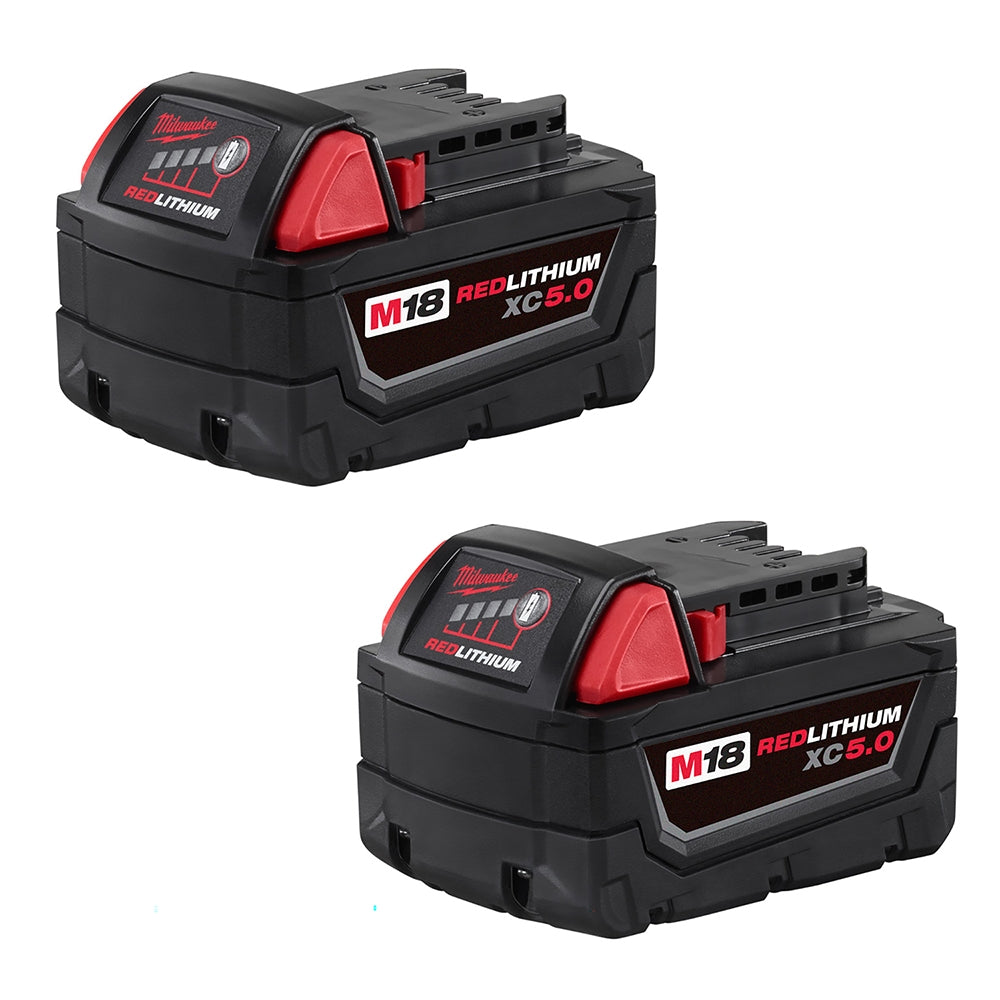 Milwaukee 48-11-1852 M18 Redlithium XC 5.0Ah Extended Capacity Battery, 2-Pack