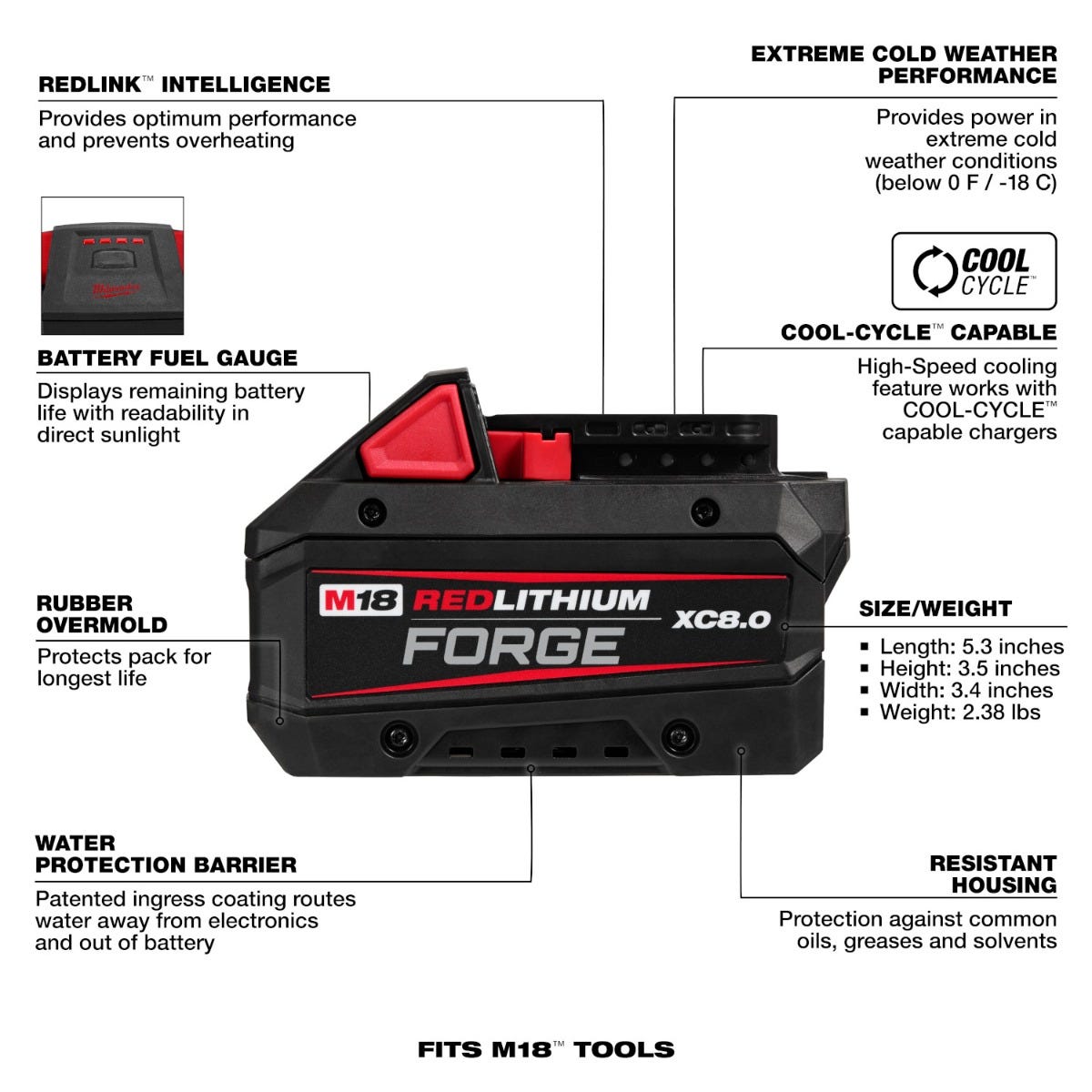 Milwaukee M18 REDLITHIUM FORGE XC 8.0Ah + M18 XC 5.0Ah Starter Kit