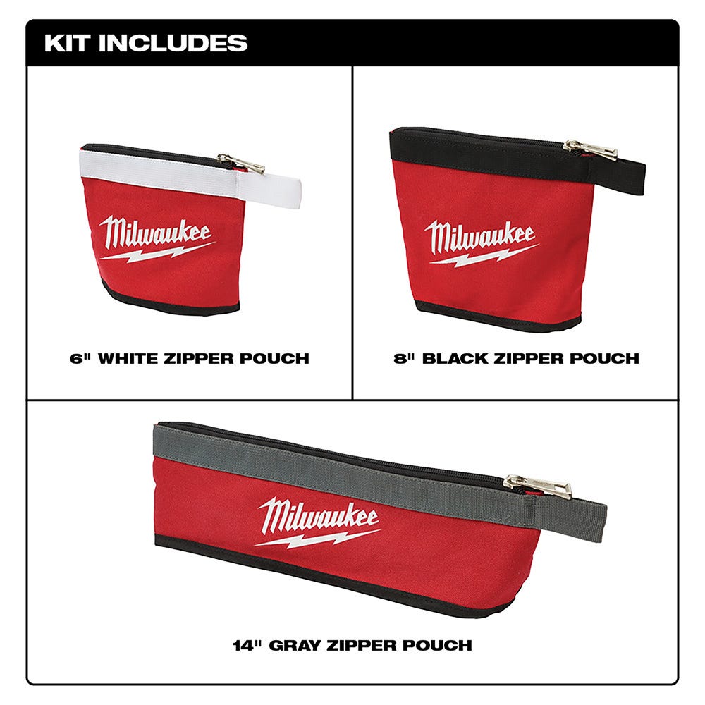 Milwaukee 48-22-8183 3-Piece Multi-Size Zipper Pouches