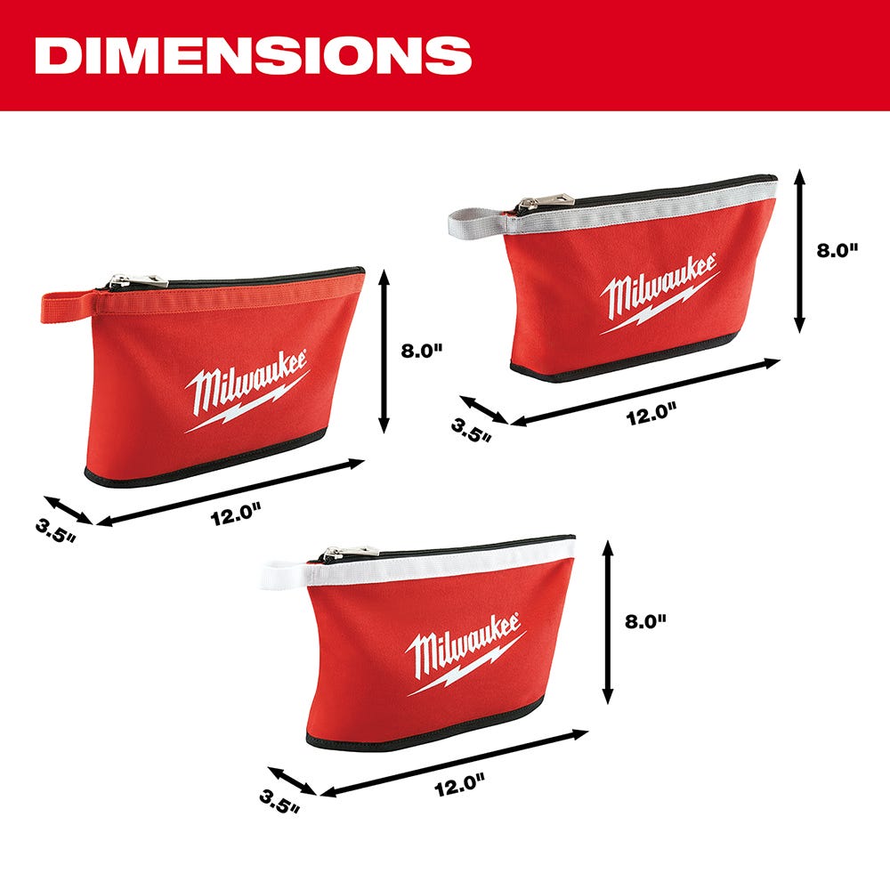 Milwaukee 48-22-8193 3 Pk Zipper Pouches