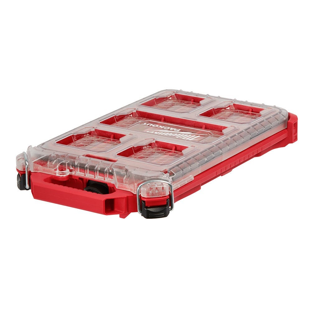 Milwaukee PACKOUT Compact Low-Profile Organizer and 3/8" Drive 56-Piece Ratchet & Socket Set