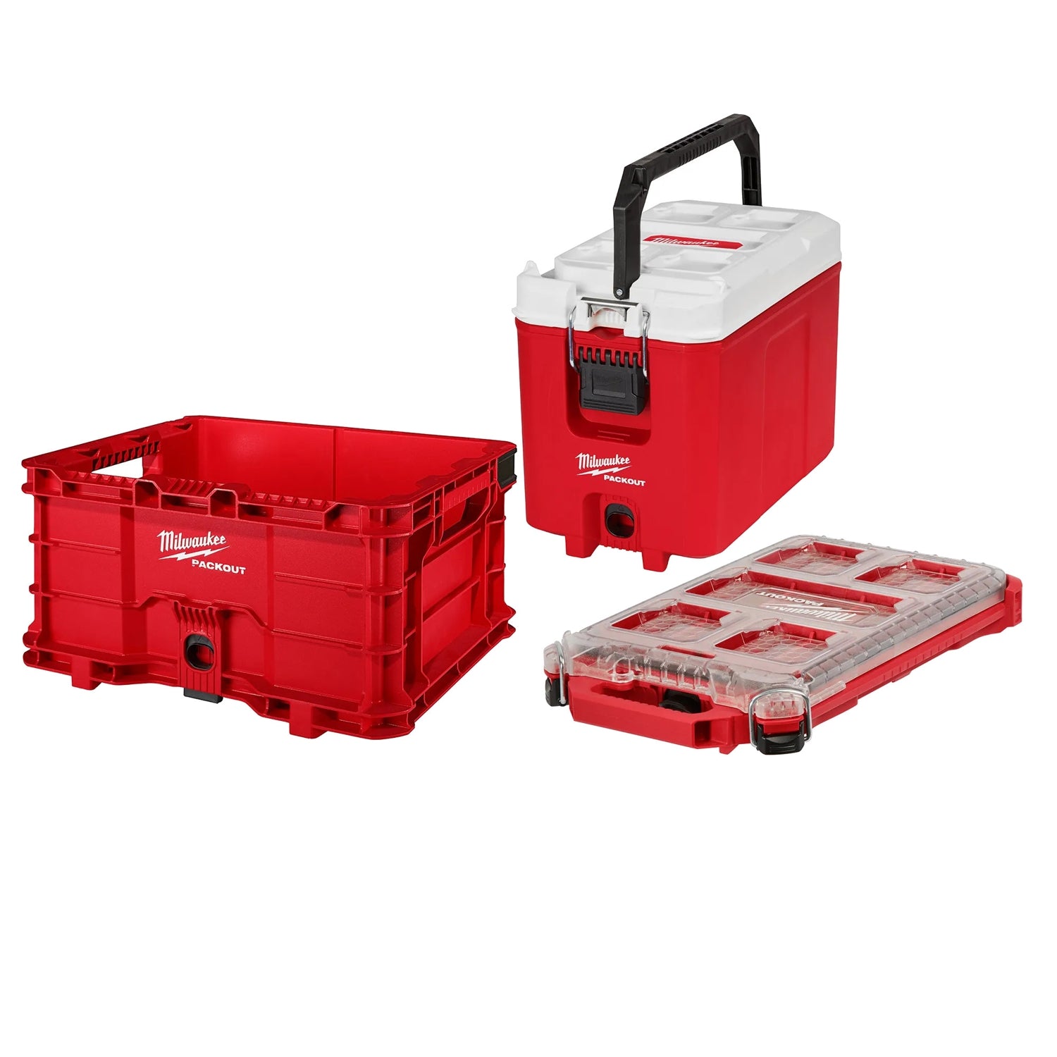 Milwaukee PACKOUT 16-Quart Compact Cooler with PACKOUT Crate and PACKOUT Compact Low-Profile Organizer