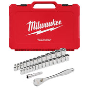 Milwaukee 48-22-9088 29pc 3/8" Drive Metric & SAE Ratchet and Socket Set with Four Flat Sides