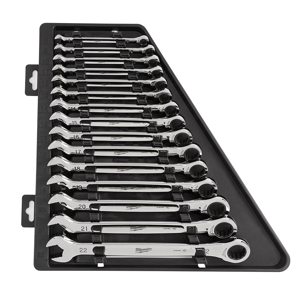 Milwaukee 48-22-9516 15-Piece Ratcheting Combination Metric Wrench Set