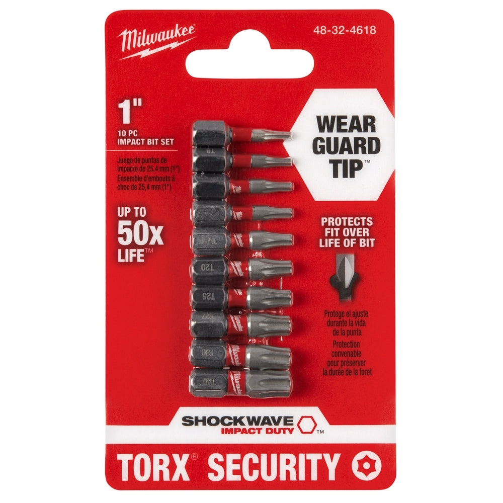 Milwaukee 48-32-4618 10-Piece  SHOCKWAVETorx Security Insert Bit Set