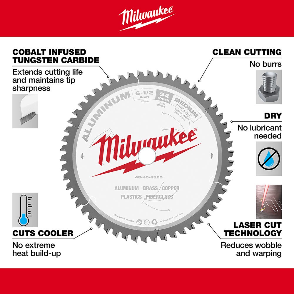 Milwaukee 48-40-4320 6-1/2 in. Aluminum Cutting Circular Saw Blade