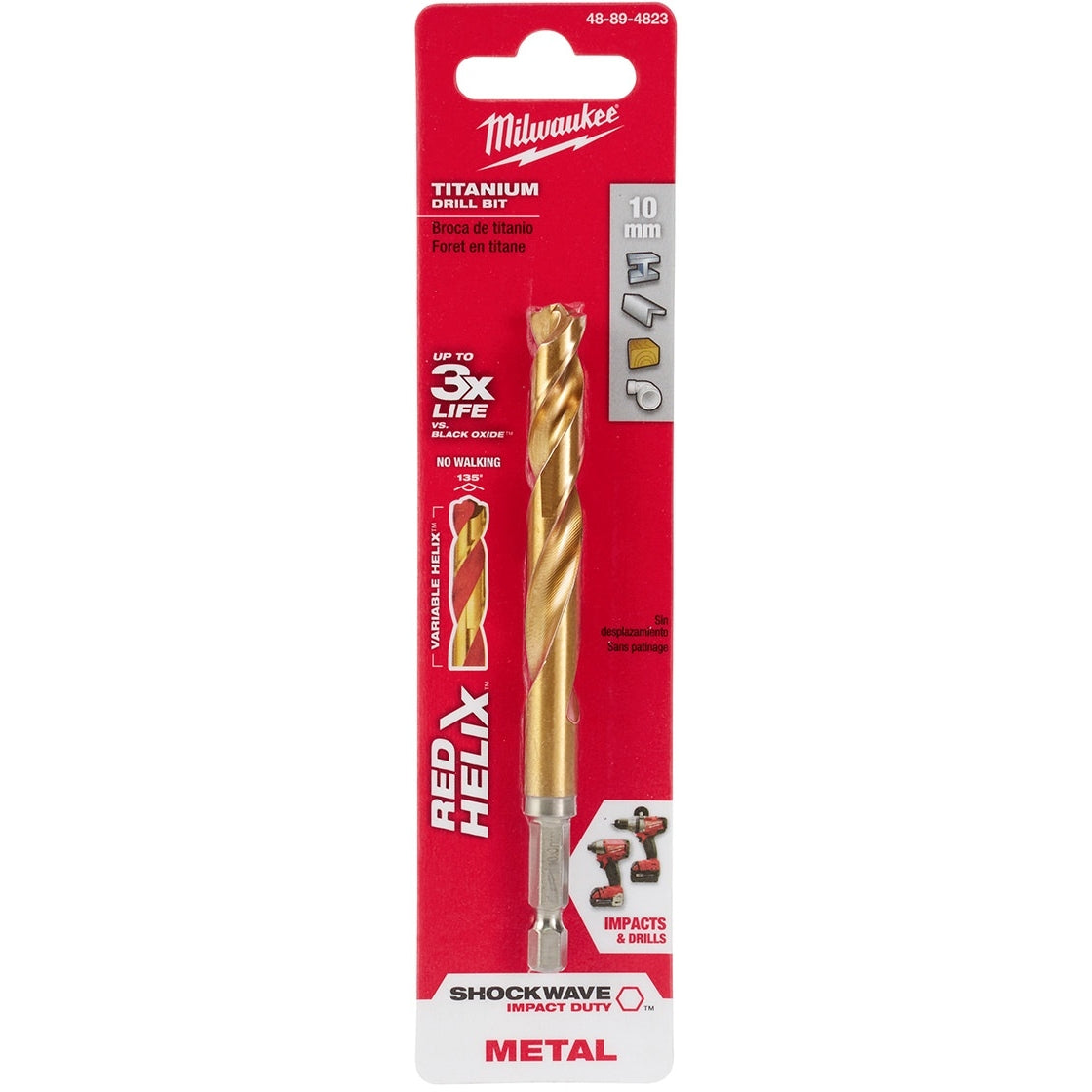 Milwaukee 48-89-4823 Metric Shockwave Titanium Red Helix 10mm